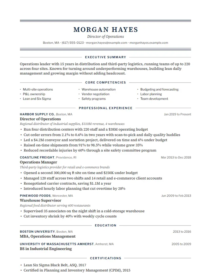 Monograph resume template: an executive resume with a capital-letter name between thick and thin rules and a three-column competencies list